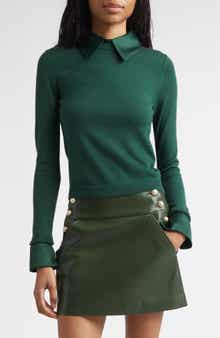 Porla Satin Trim Stretch Wool Sweater