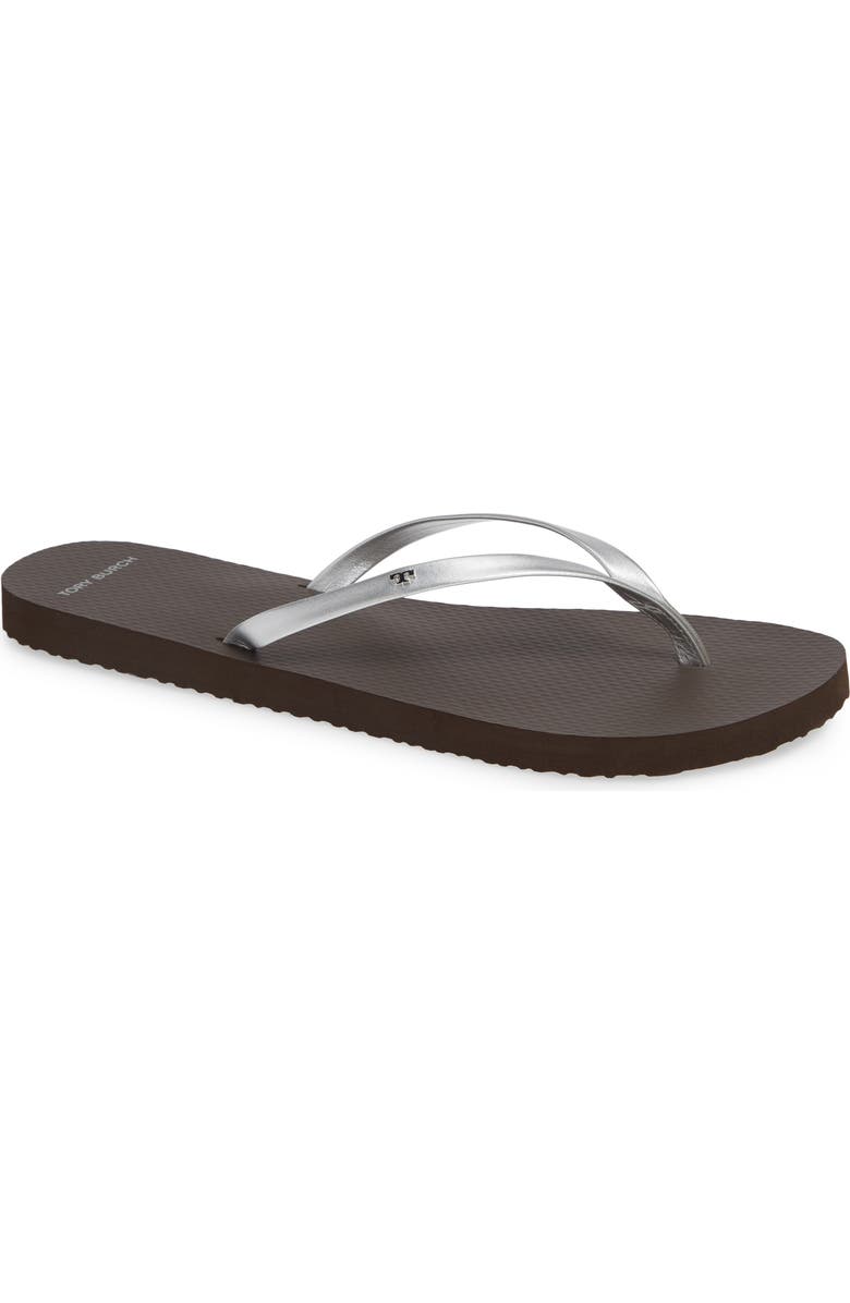 Tory Burch Logo Metallic Flip Flop, Main, color,