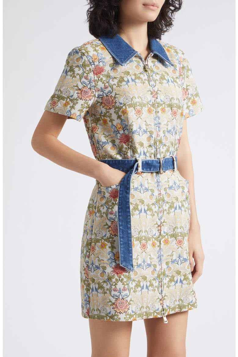 Bea Floral Zip Front Minidress, Alternate, color, CREAM MULTI