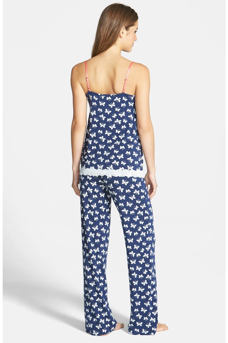 'Modal Essentials' Lace Trim Camisole Pajamas (Nordstrom Exclusive), Alternate, color, NAVY/ WHITE BUTTERFLY