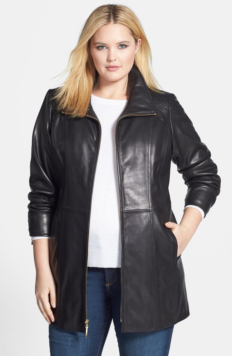 Ellen Tracy Leather Walking Coat, Main, color, 