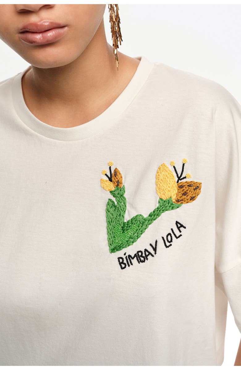 Bimba y Lola Hand Embroidered Logo T-Shirt, Alternate, color, Ivory