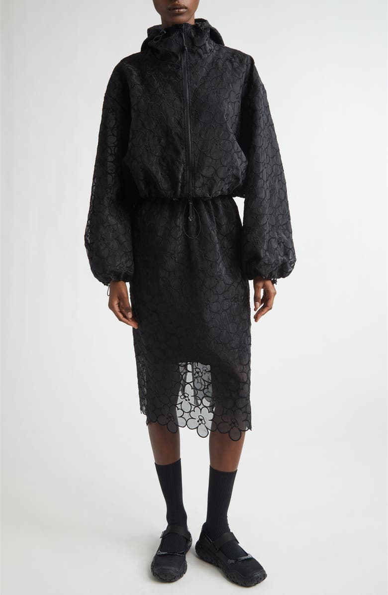 Cecilie Bahnsen Bria Floral Embroidered Organza Midi Skirt, Alternate, color, Black Felicia Embroidery