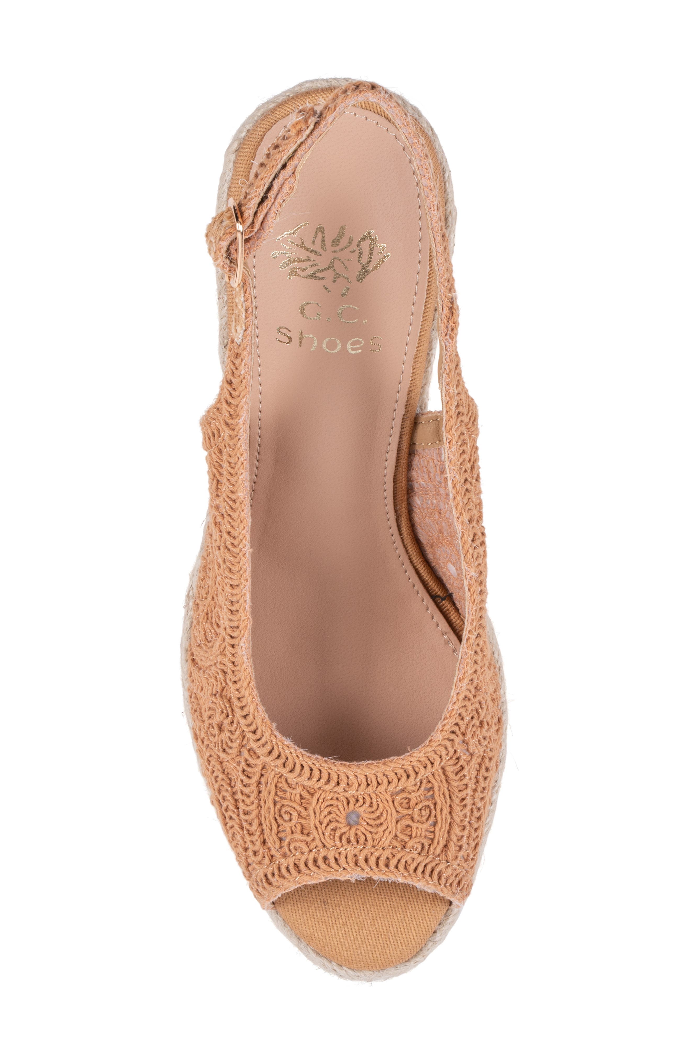 GOOD CHOICE NEW YORK Bowery Lace Espadrille Wedge Slingback Sandal, Alternate, color, Tan