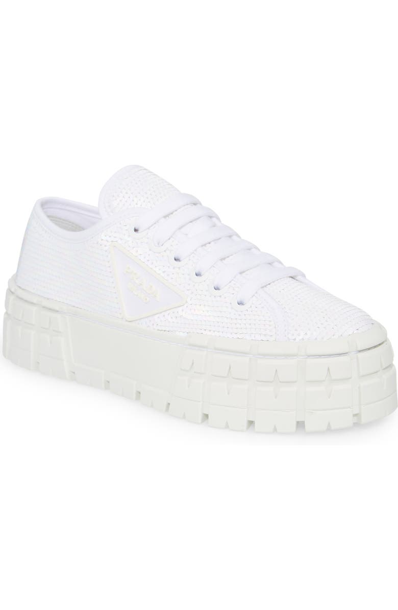 Prada Double Wheel Sequin Platform Sneaker, Main, color,