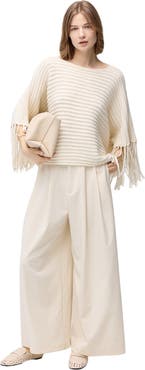 GOBI Mongolian Cashmere Fringed Sleeve Cashmere Poncho