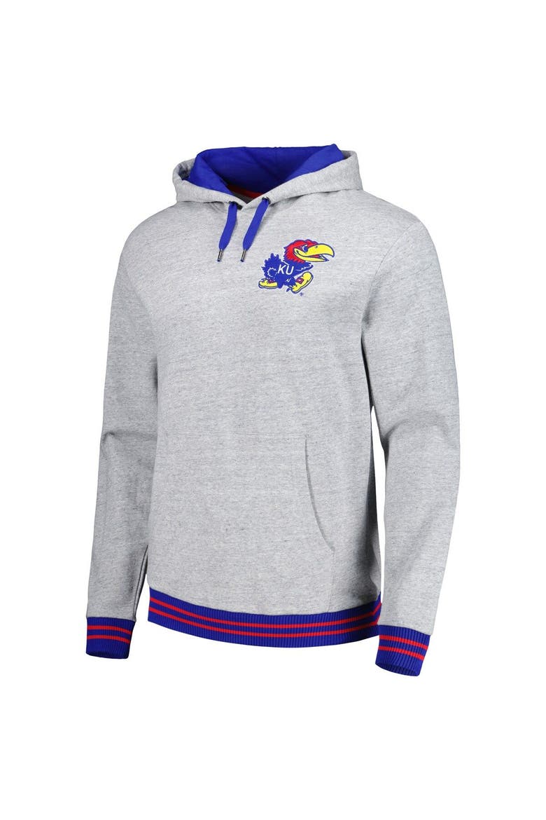 Men's Mitchell & Ness Heather Gray Kansas Jayhawks Pullover Hoodie, Alternate, color, Heather Gray