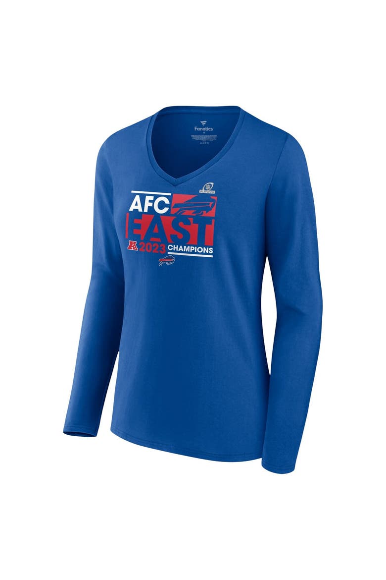 Women's Fanatics Branded  Royal Buffalo Bills 2023 AFC East Division Champions Conquer Long Sleeve V-Neck T-Shirt, Alternate, color, Royal