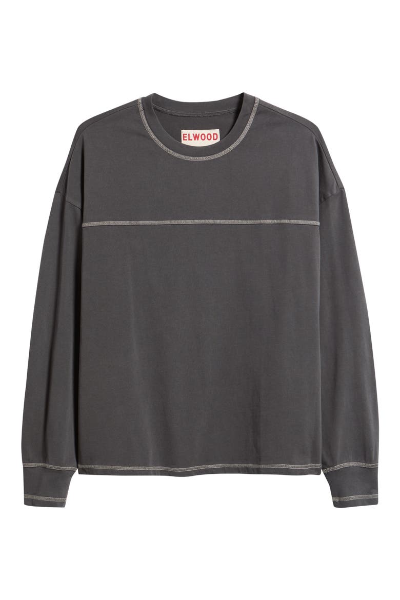 Contrast Long Sleeve T-Shirt, Main, color, CHARCOAL