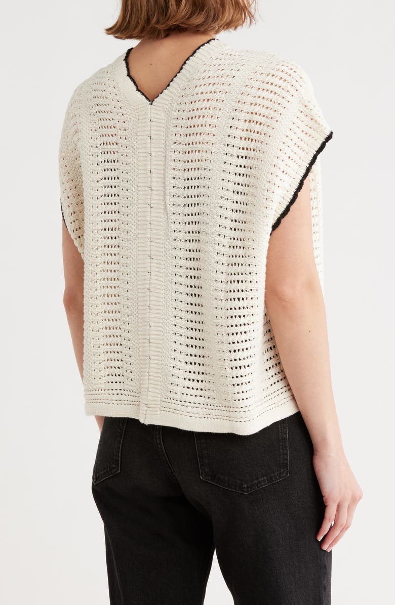 Democracy Cotton Cap Sleeve Cardigan, Alternate, color, Natural/ Black