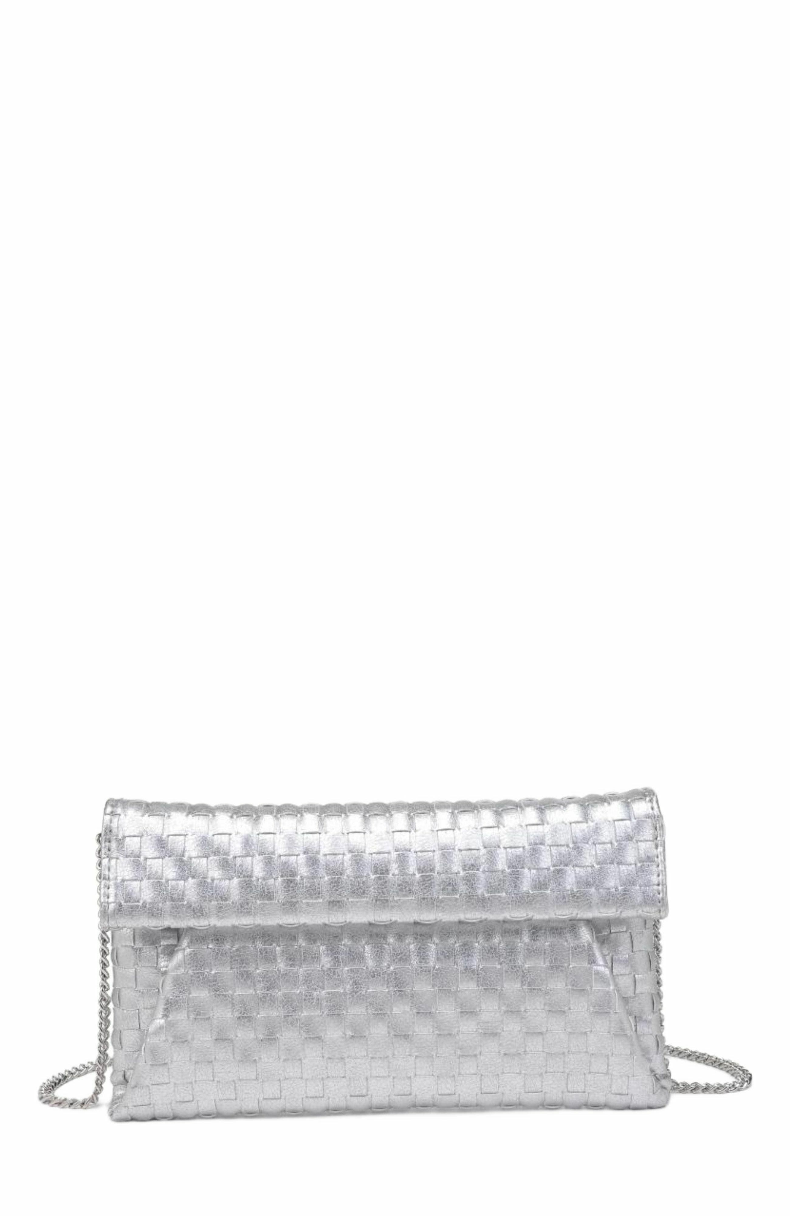 MODA LUXE Priscilla Clutch, Main, color, Silver