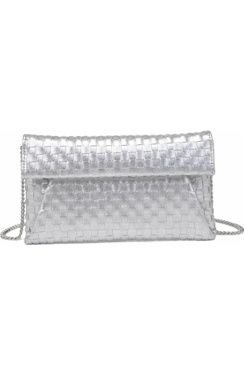 MODA LUXE Priscilla Clutch, Main, color, Silver