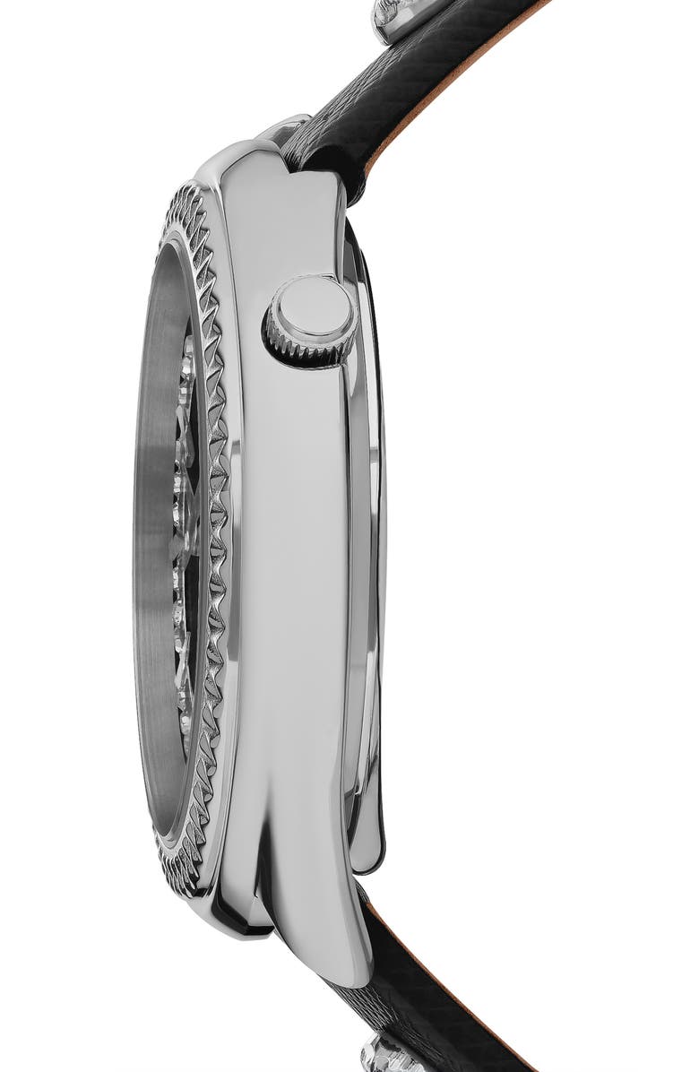 VERSUS Versace Tortona Leather Strap Watch, 38mm, Alternate, color, Stainless Steel