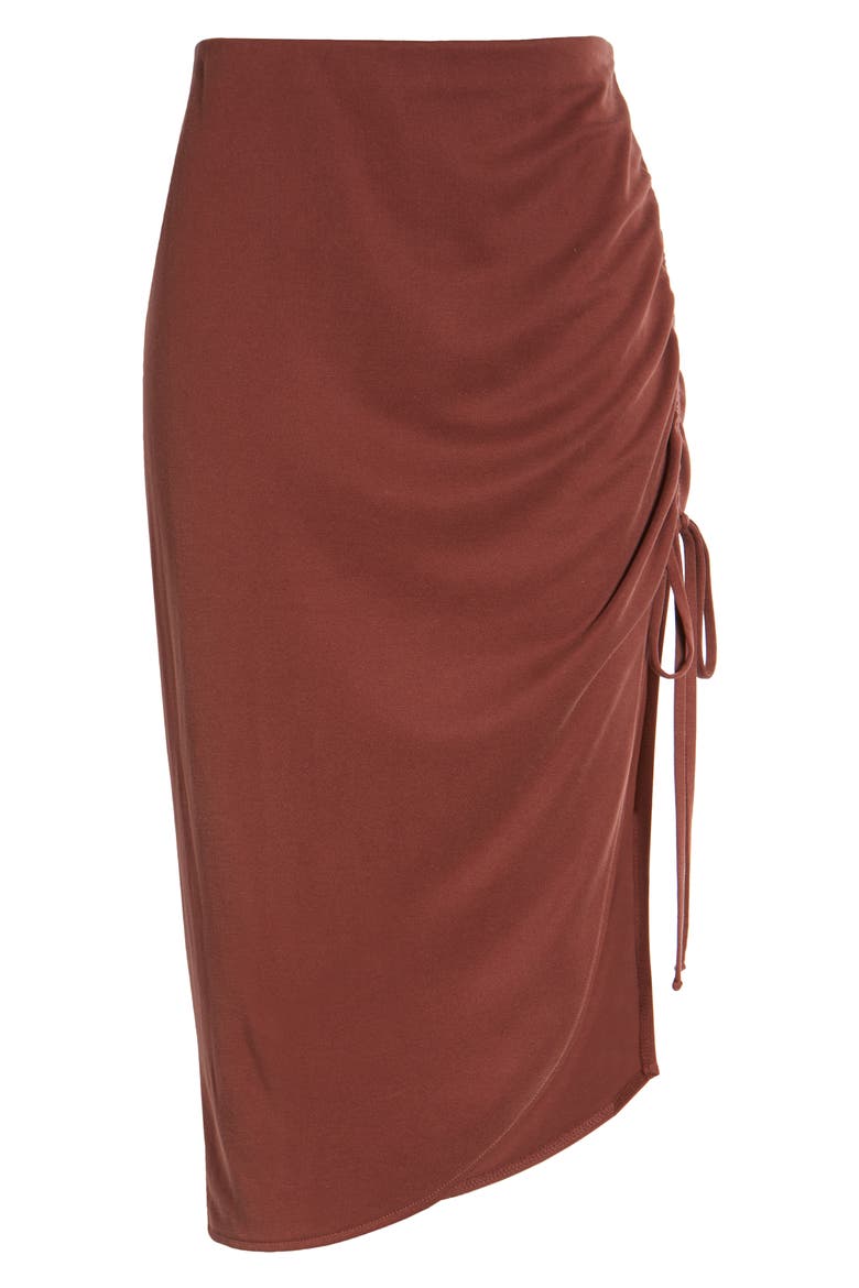 Side Ruched Skirt, Alternate, color, BROWN CHOCOLATE
