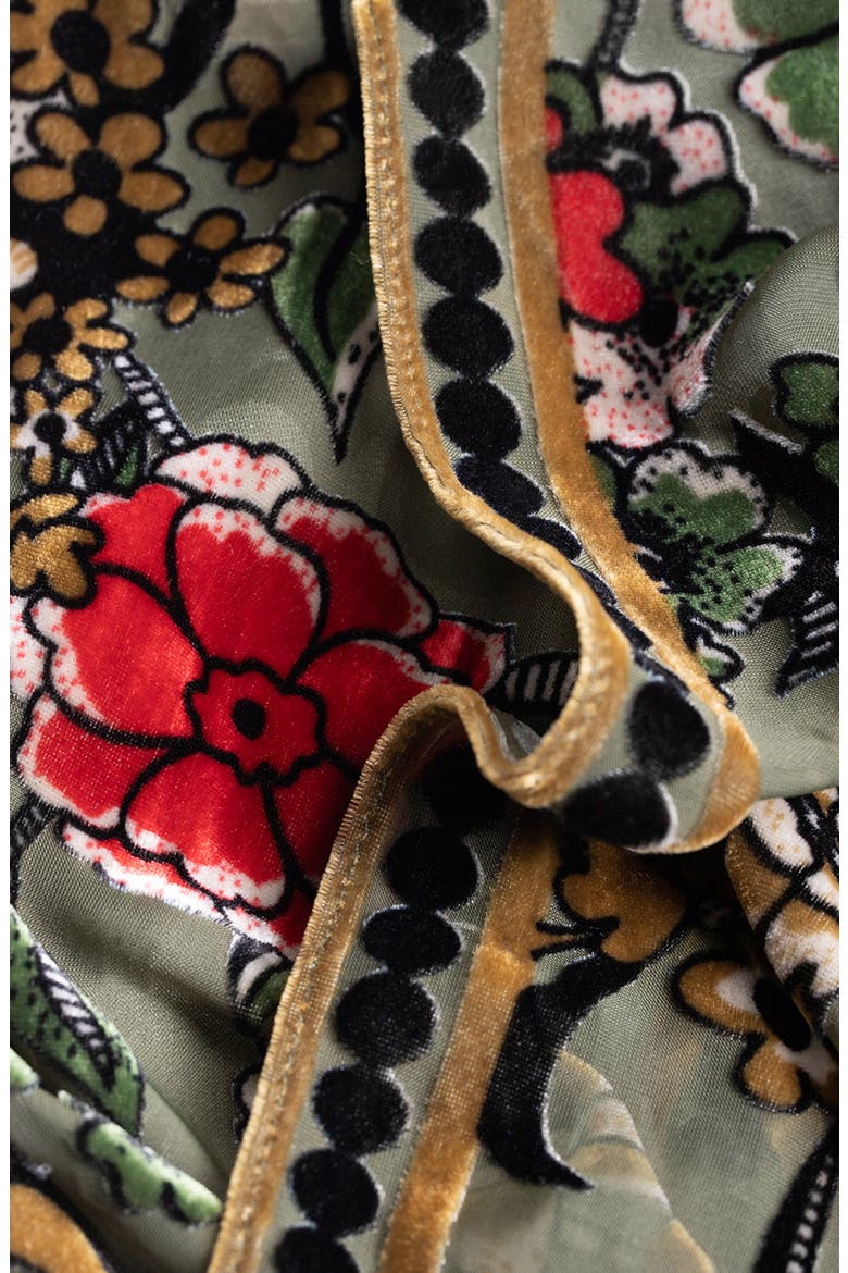 Floral Velvet Burnout Ruana, Alternate, color, GREEN