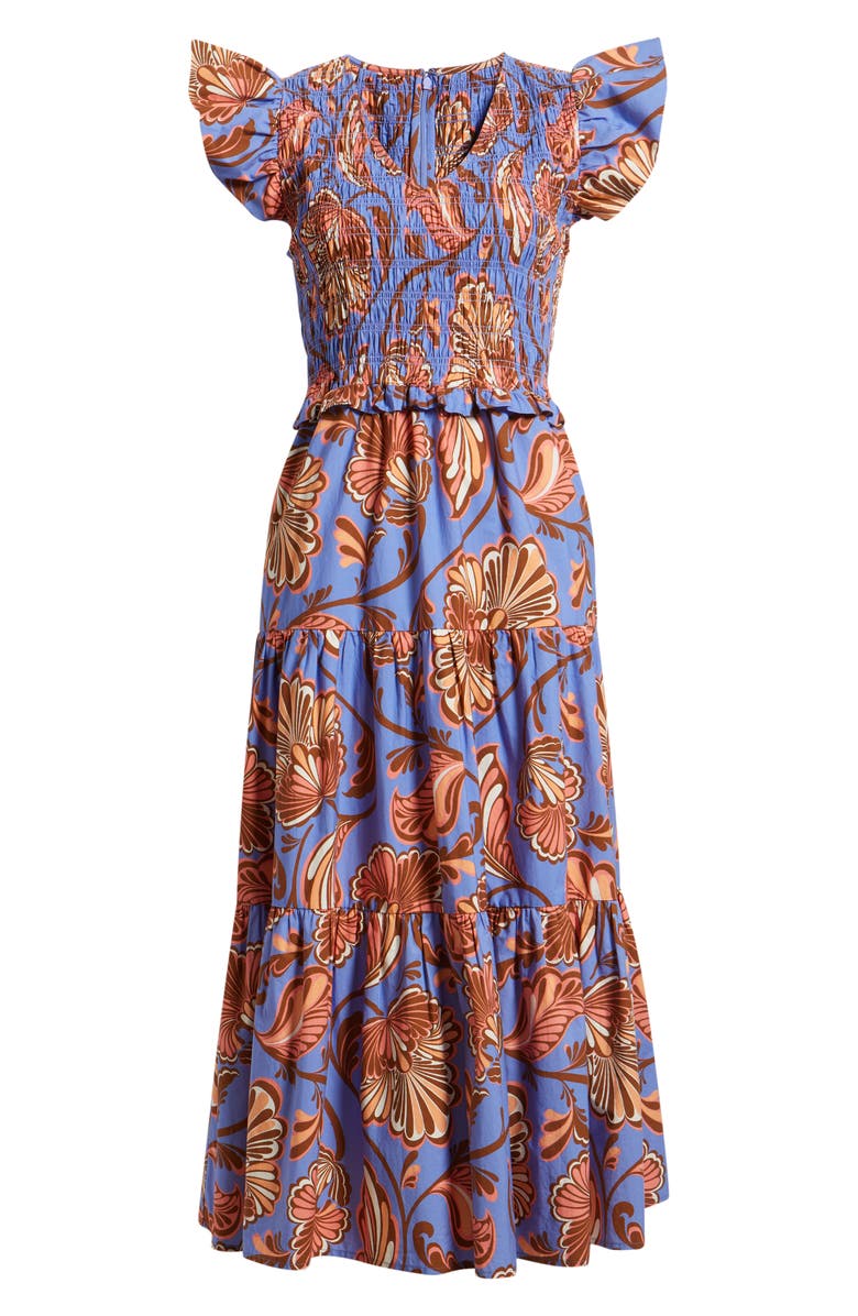 Vince Camuto Smocked Bodice Tiered Maxi Dress, Alternate, color, Pry