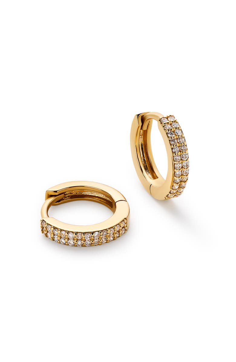 Ana Luisa Diamond Hoop Earrings - Diamond Double Row Huggie Hoops, Main, color, Gold
