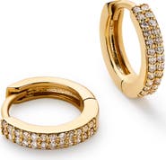 Ana Luisa Diamond Hoop Earrings - Diamond Double Row Huggie Hoops