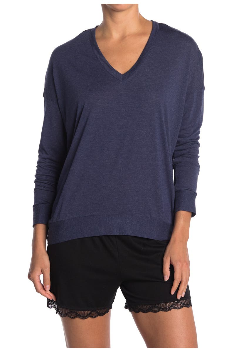 Josie Heathered V-Neck Lounge Top, Main, color, 