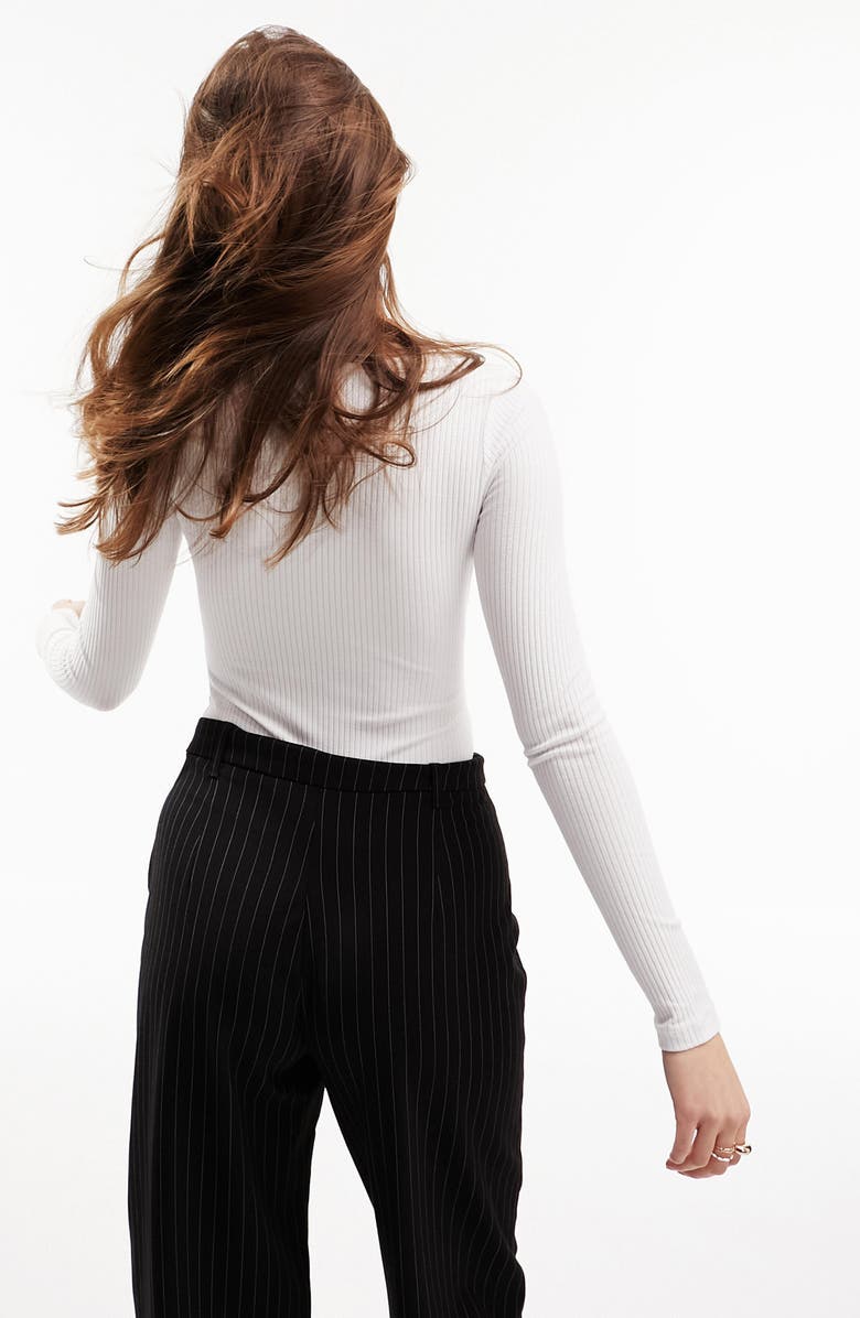 ASOS DESIGN Corset Long Sleeve Rib Bodysuit, Alternate, color, 