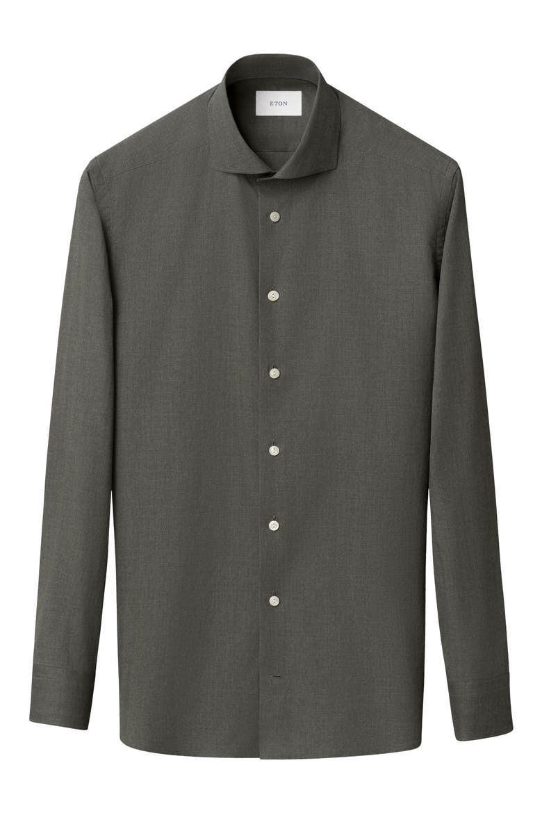 Slim Fit Flannel Dress Shirt, Alternate, color, DARK GREEN