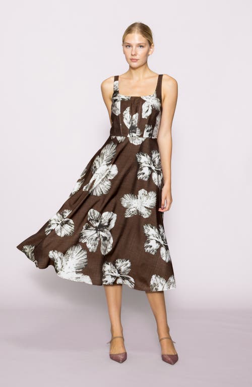 Melloday Floral Print Sleeveless Midi Dress In Brown