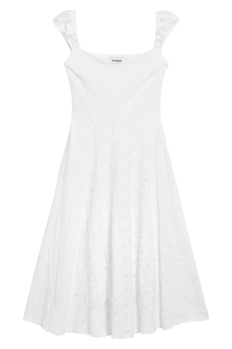 Cotton Eyelet Midi Dress, Alternate, color, WHITE