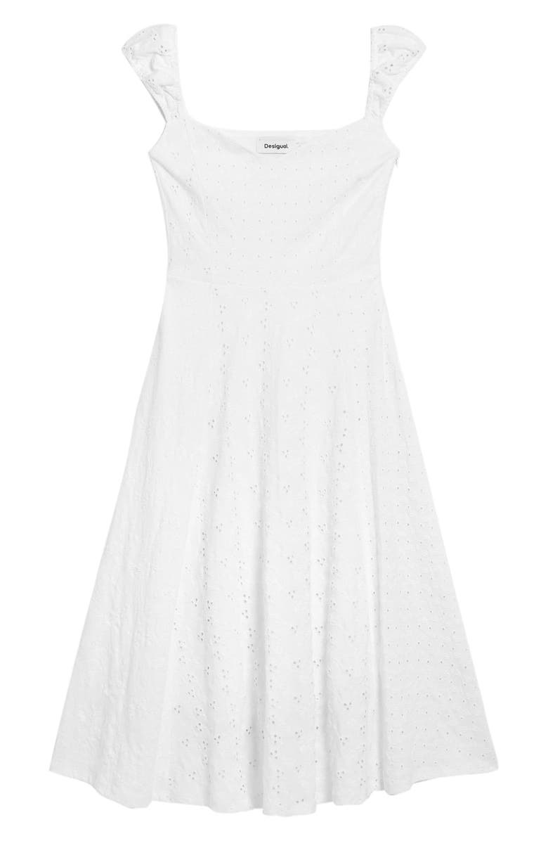 Desigual Cotton Eyelet Midi Dress, Alternate, color,