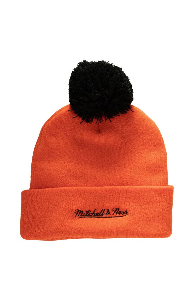 Mitchell & Ness Men's Mitchell & Ness Orange Philadelphia Flyers Punch Out Cuffed Knit Hat with Pom, Alternate, color, 