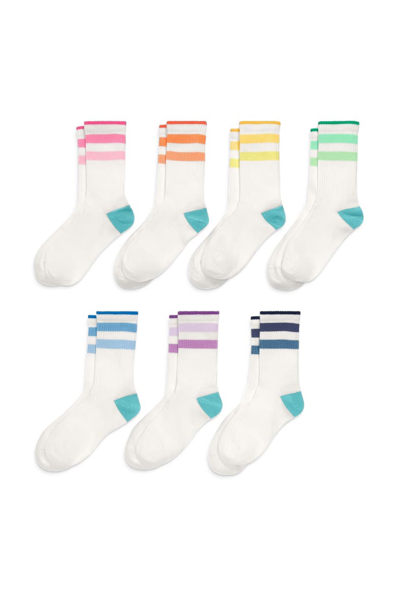 Kids Rainbow Ringer Athletic Sock 7-Pack, Alternate, color, Tonal Rainbow Mix