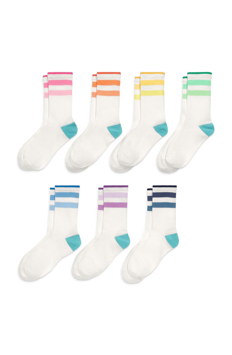 Primary Kids Rainbow Ringer Athletic Sock 7-Pack, Alternate, color, Tonal Rainbow Mix