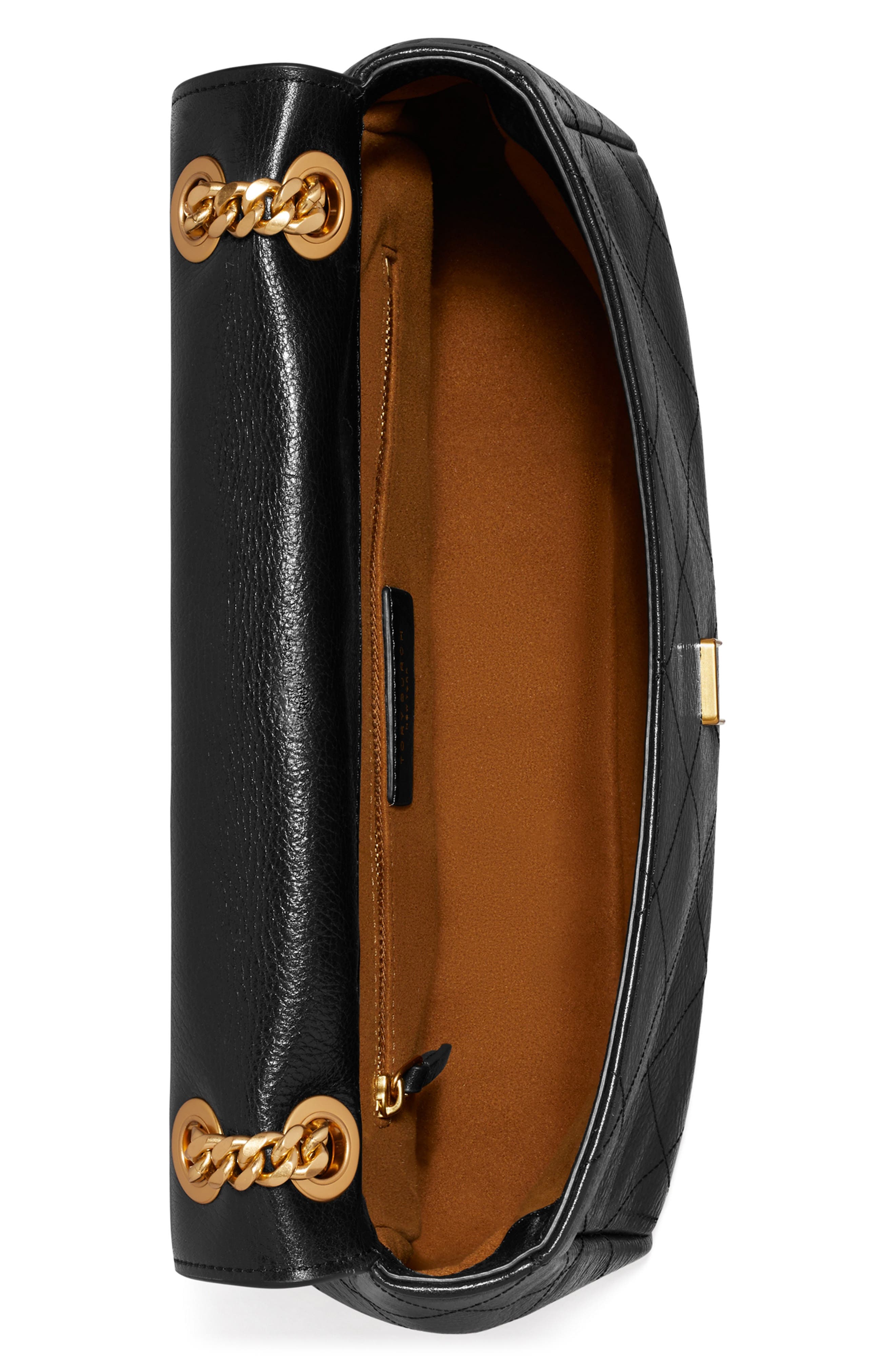 Tory Burch Charlie Leather Shoulder Bag, Alternate, color, 
