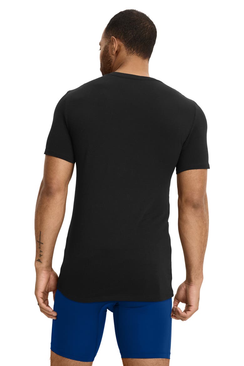 Men's Smooth Fit Cotton Stretch V-Neck Undershirt - 3 Pack, Alternate, color, Black