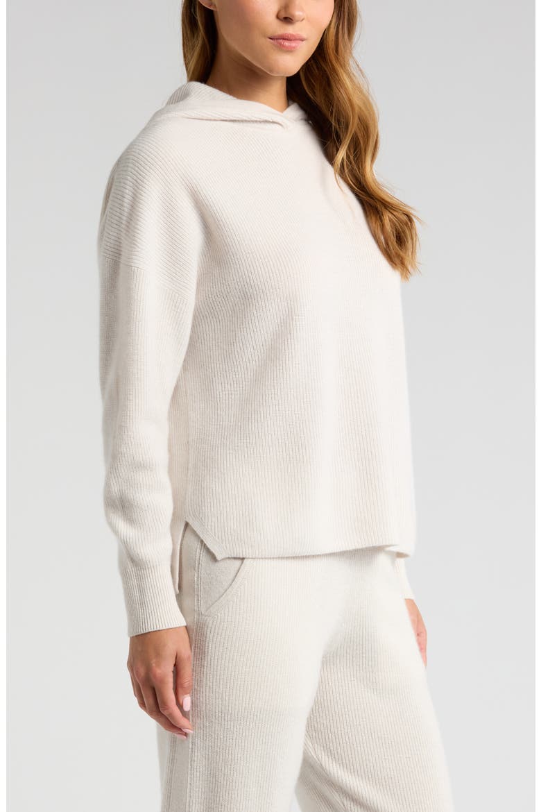 Wool & Cashmere Rib Hoodie, Alternate, color, IVORY EGRET LIGHT
