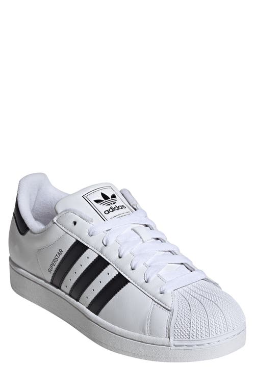Adidas Originals Superstar Vintage Ostrich-effect Leather Sneakers In White/black/white