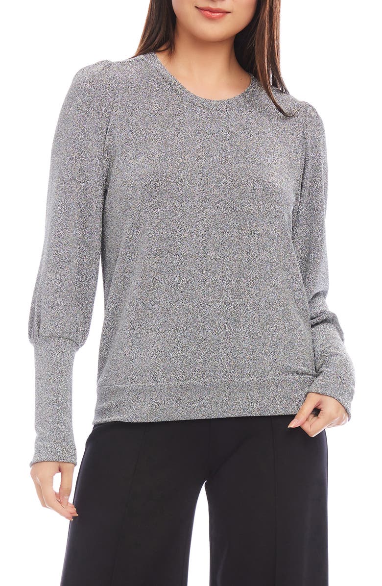 Karen Kane Metallic Knit Balloon Sleeve Top, Main, color, 