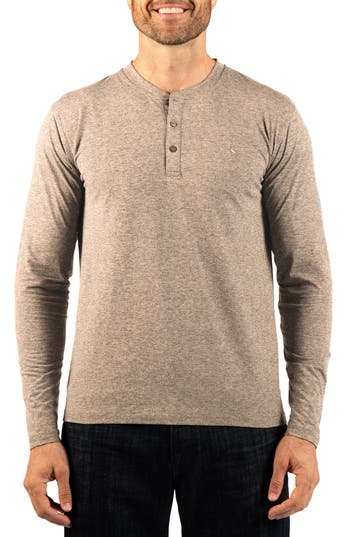 Tailorbyrd Brushed Melange Long Sleeve Henley In Cedar