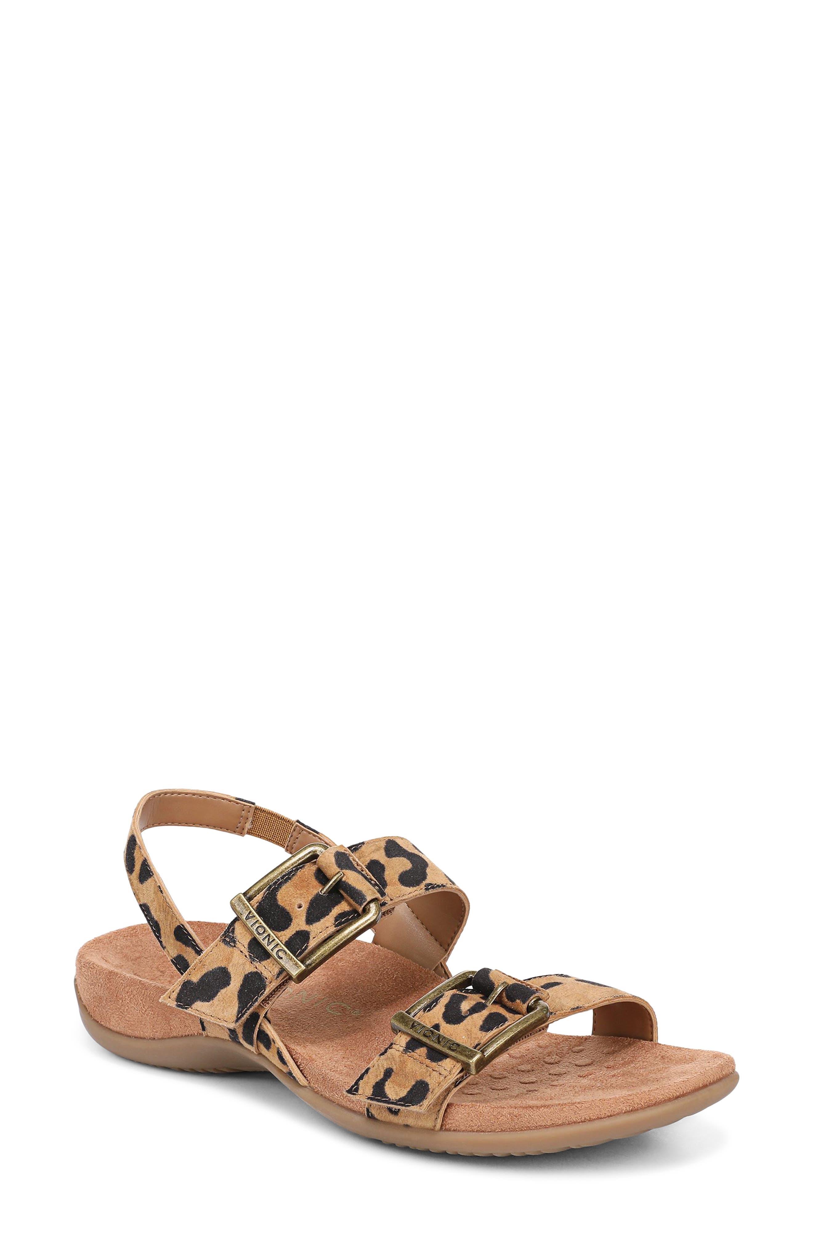 Vionic Reese Sandal, Main, color, Tan Leopard