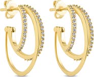 Sterling Forever Adriana Cubic Zirconia Triple Layer Hoop Earrings