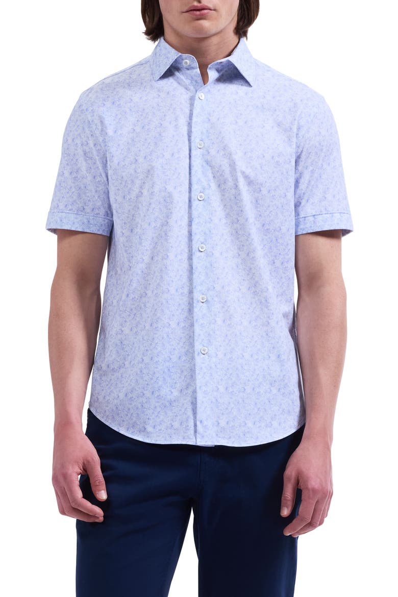 Miles OoohCotton® Print Short Sleeve Button-Up Shirt, Main, color, ORCHID
