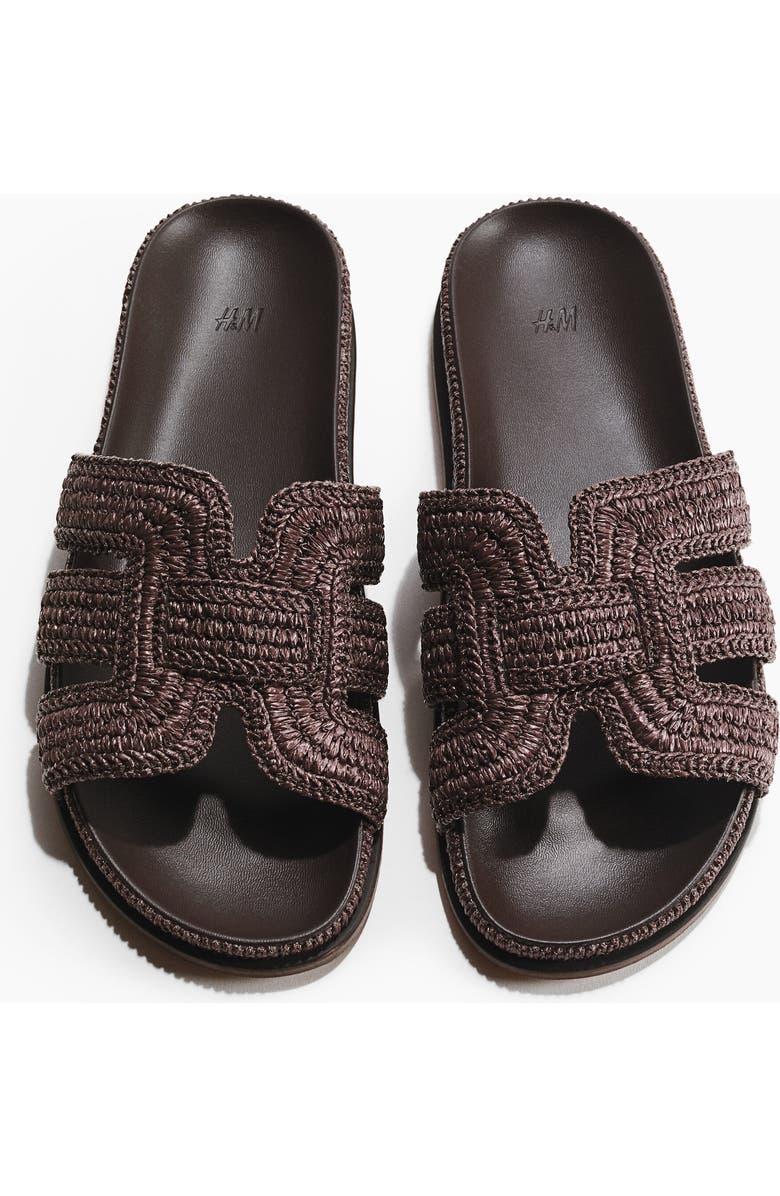 H&M Braided straw sandals, Alternate, color, Dark Brown