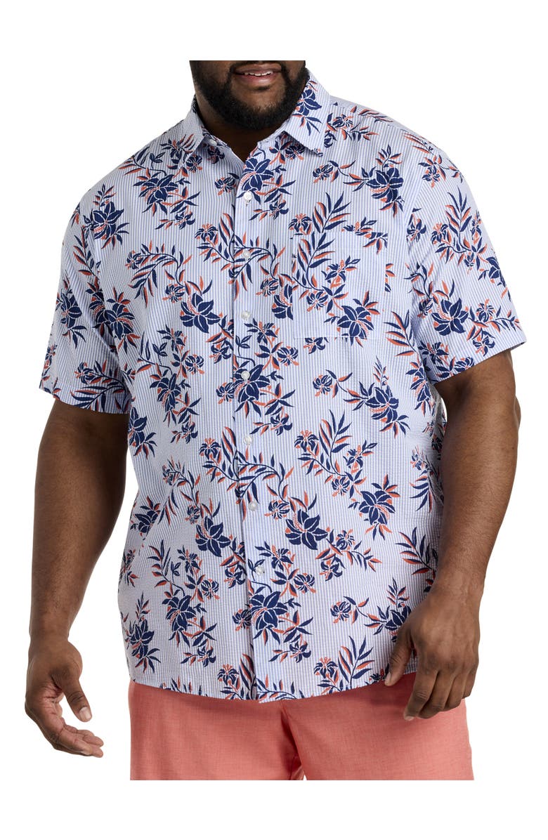 Oak Hill by DXL Floral Print Seersucker Sport Shirt, Main, color, 