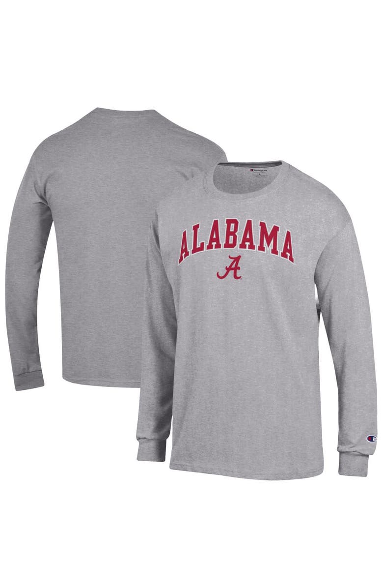 Champion Men's Champion  Heather Gray Alabama Crimson Tide Arch Over Logo Long Sleeve T-Shirt, Main, color, 
