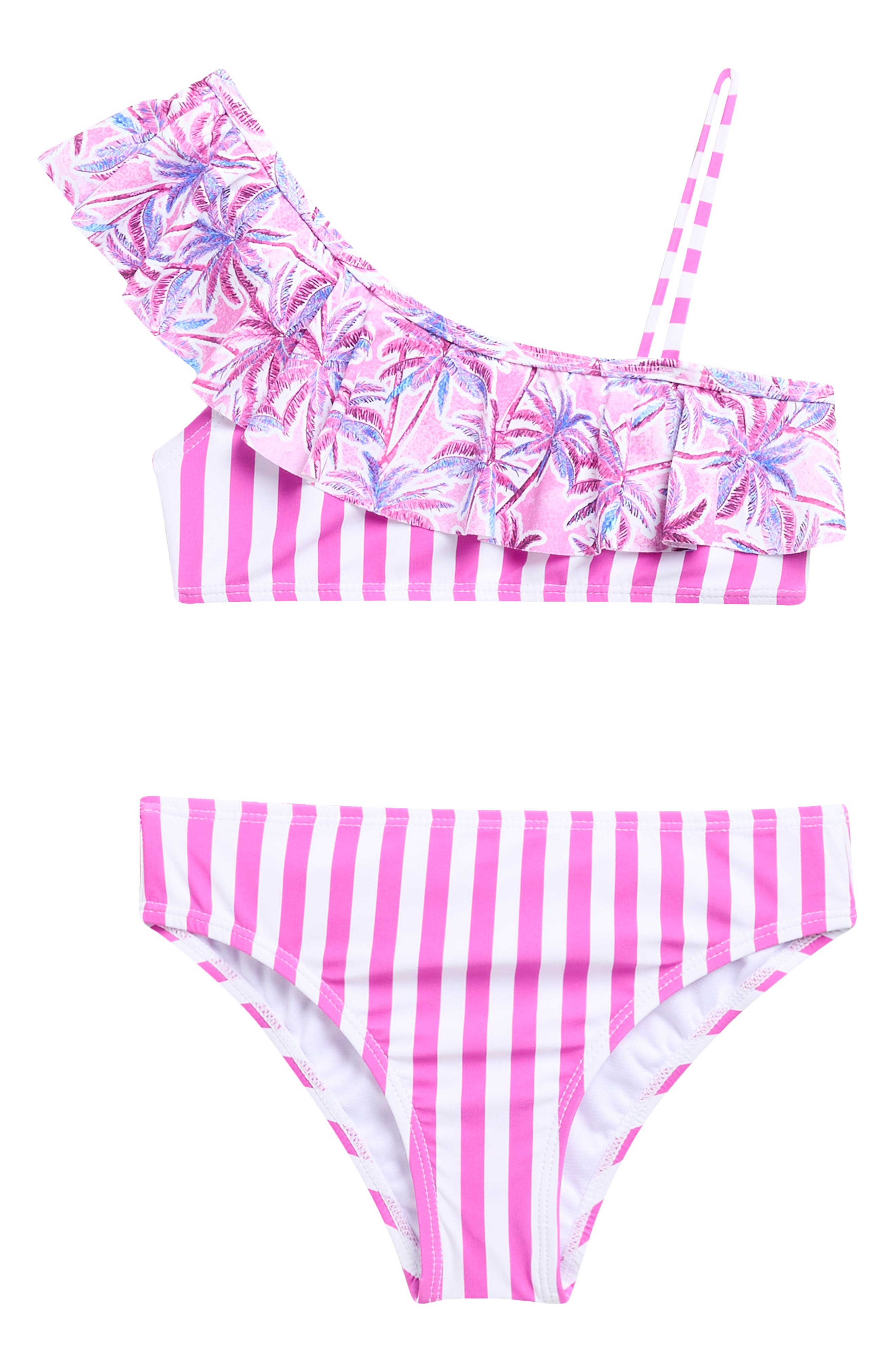 Beach Lingo Kids' Ruffle Two-piece Bikini Swimsuit In Pink