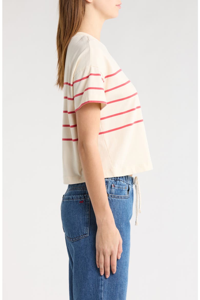 Luxe Sueded Cotton T-Shirt, Alternate, color, RED/ WHITE STRIPE