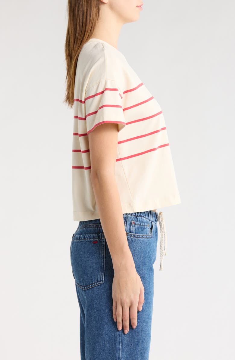 Marine Layer Luxe Sueded Cotton T-Shirt, Alternate, color, Red/ White Stripe