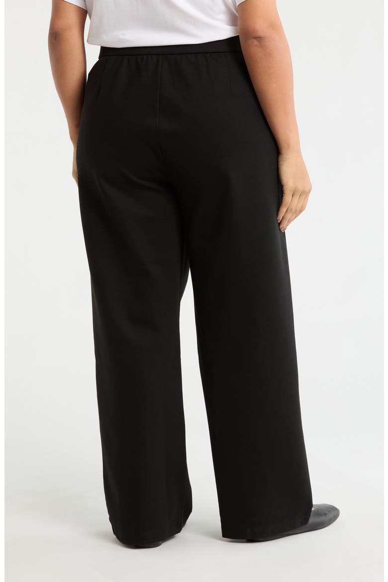 High Waist Double Knit Straight Leg Pants, Alternate, color, BLACK