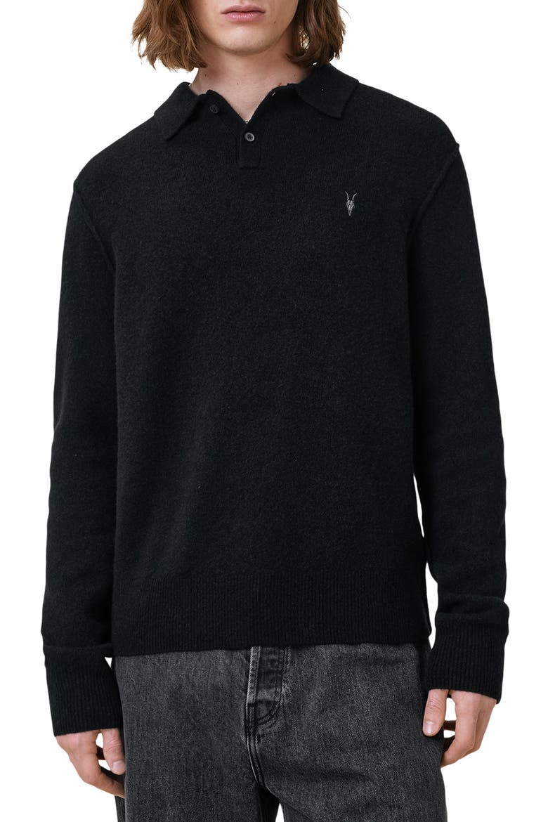 Statten Polo Sweater, Main, color, BLACK