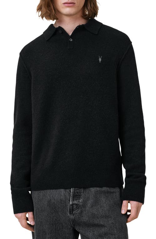 Allsaints Statten Regular Fit Polo Collar Sweater In Black