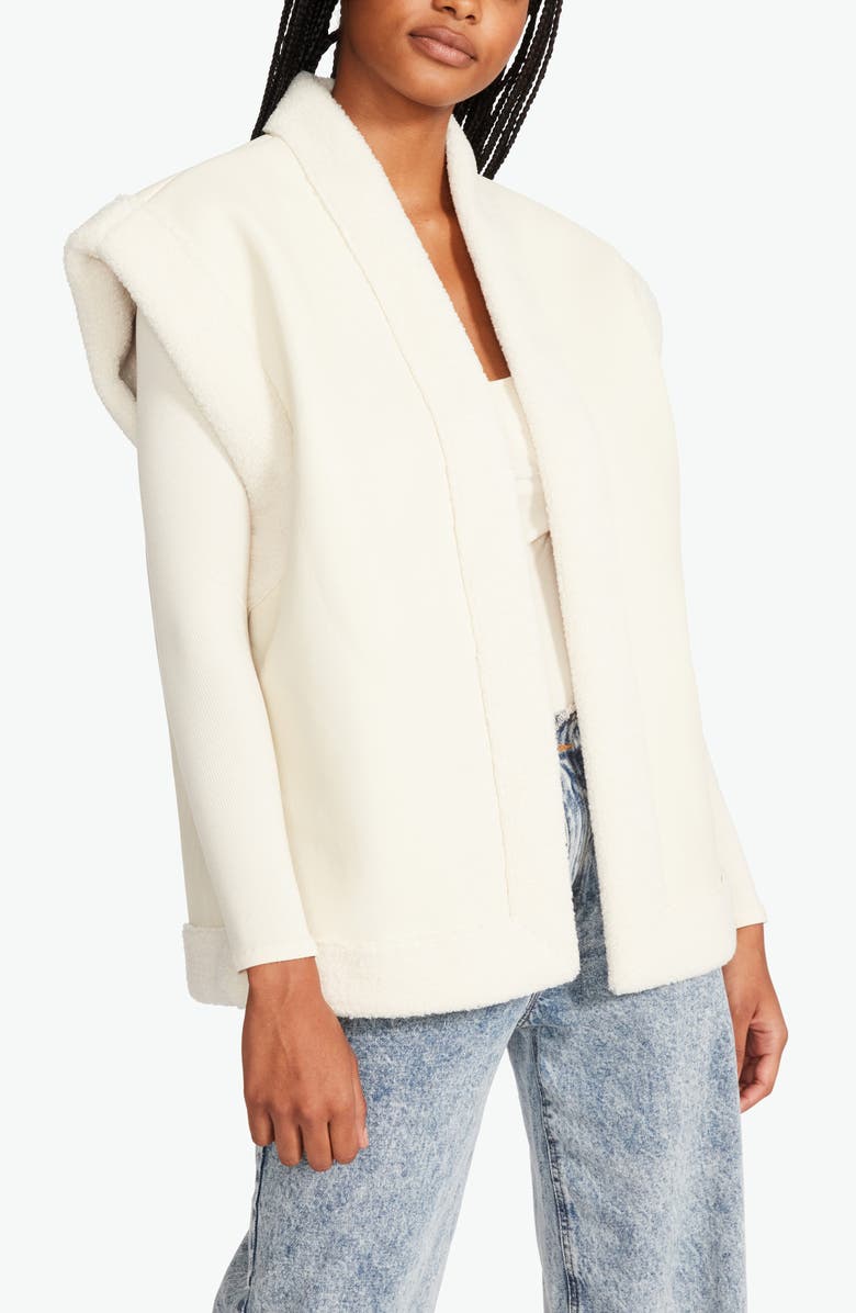 Steve Madden Faux Fur Trim Faux Leather Vest, Alternate, color, 